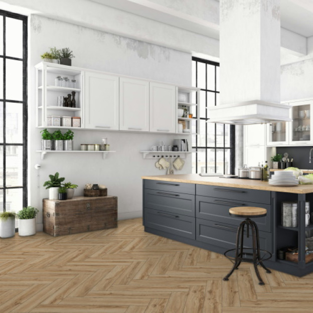 Вінілова підлога SPC Falquon The Floor Herringbone Дуб Vail | P1003 Вінілова підлога SPC Falquon The Floor Herringbone Дуб Vail | P1003