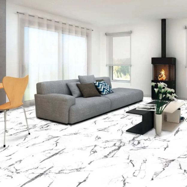 Виниловые полы SPC Stonehenge Marble White +1mm IXPE | STHT09