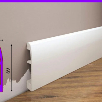Плінтус ударостійкий Cezar Elegance білий матовий | W-LS-LPC-06-101-200