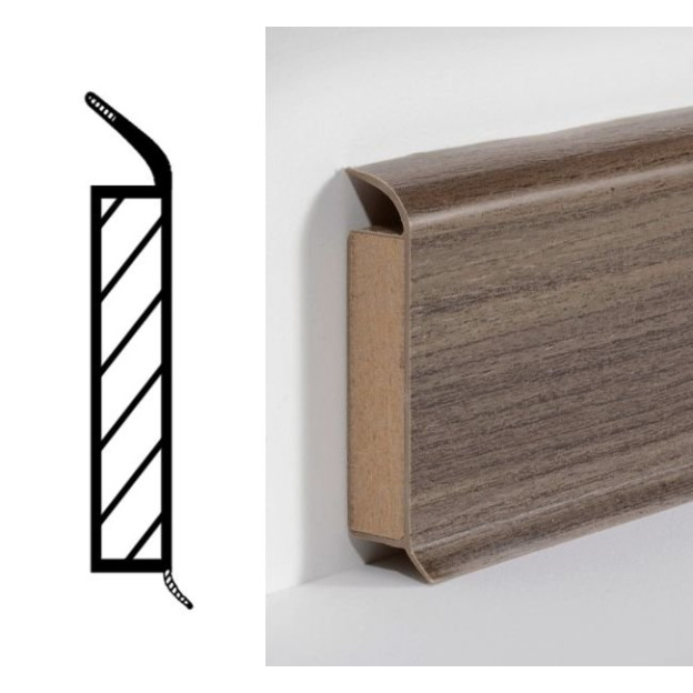 Плінтус Döllken-Weimar PVC MDF EP60 Горіх | 5107393 W616 Плінтус Döllken-Weimar PVC MDF EP60 Горіх | 5107393 W616