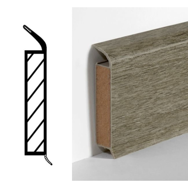 Плінтус Döllken-Weimar PVC MDF EP60 Дуб Старий Сірий | 5109330 2022
